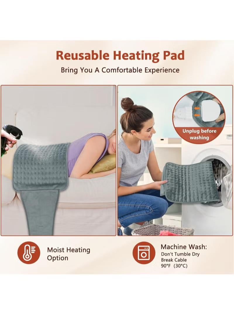 XiuWoo Newest Heating Pad for Back Pain and Cramps Relief, Large Menstrual Heating Pad for Period, Upgraded 4 Timer Auto Off & 6 Heat Level Electric Heat Pad with Belt, Dry & Moist Therapy  - Image 4