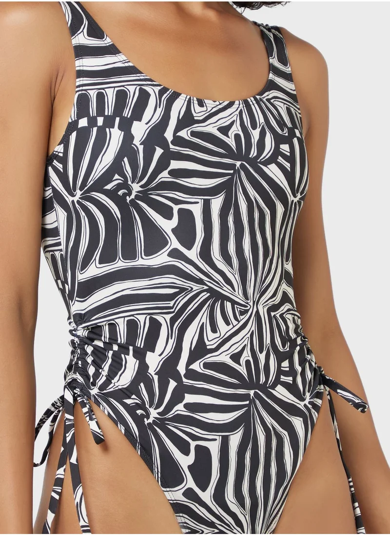 TOPSHOP Printed Tie Detail Swimsuit