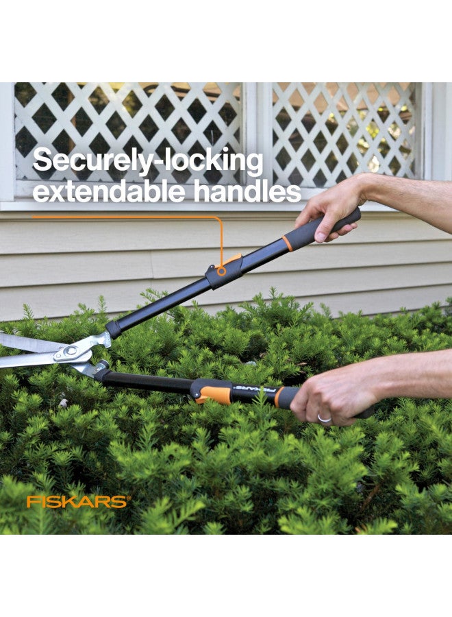 Fiskars Power-Lever Hedge Shears - 25"-33" Extendable Handle - Plant Cutting Scissors - Yard and Garden Tools - Orange/Black