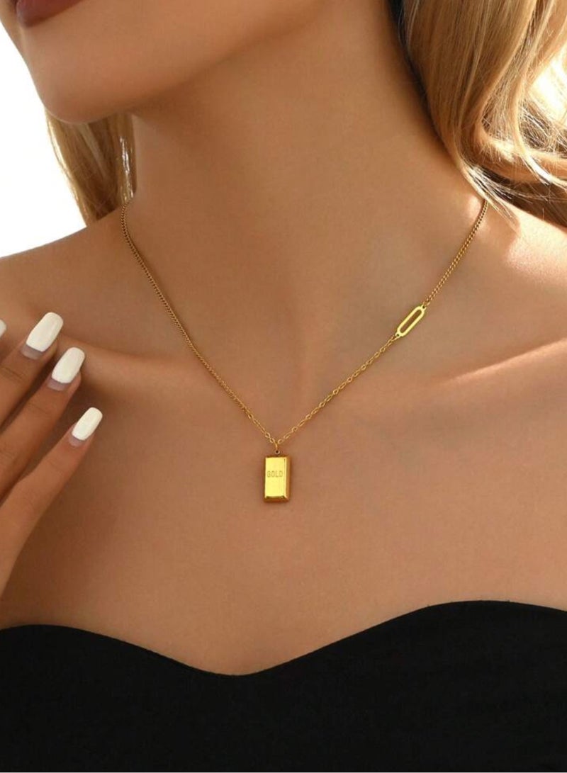 نيو ستايل سلسال نسائي فاخر مصنوع من الاستانلس ستيل مطلي باللون الذهبي عيار 18 - Image 1