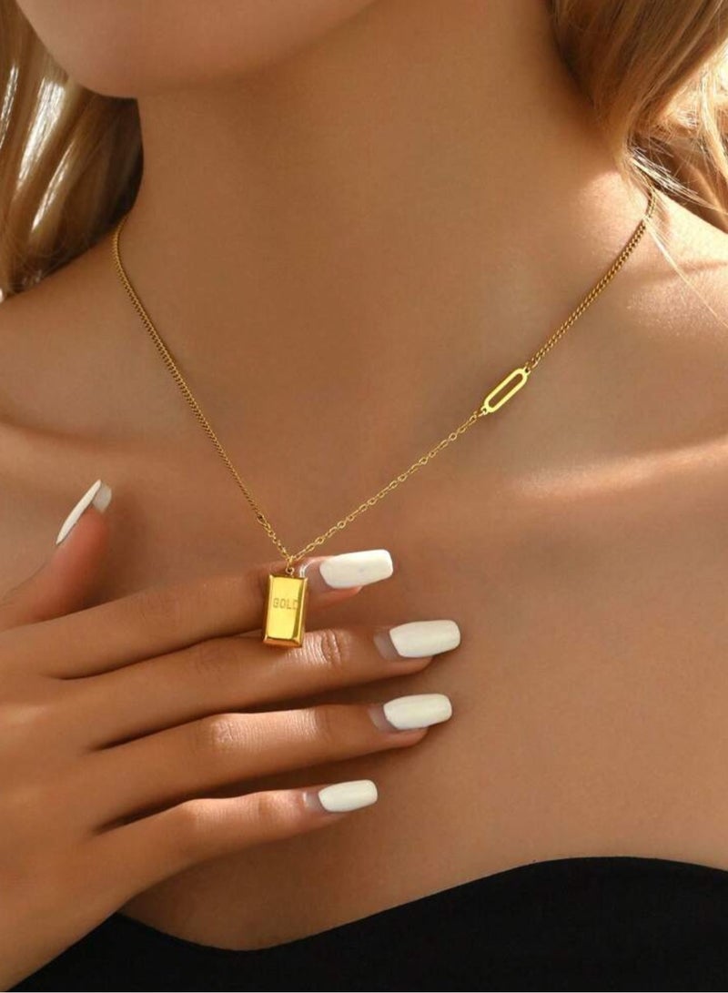 نيو ستايل سلسال نسائي فاخر مصنوع من الاستانلس ستيل مطلي باللون الذهبي عيار 18 - Image 2