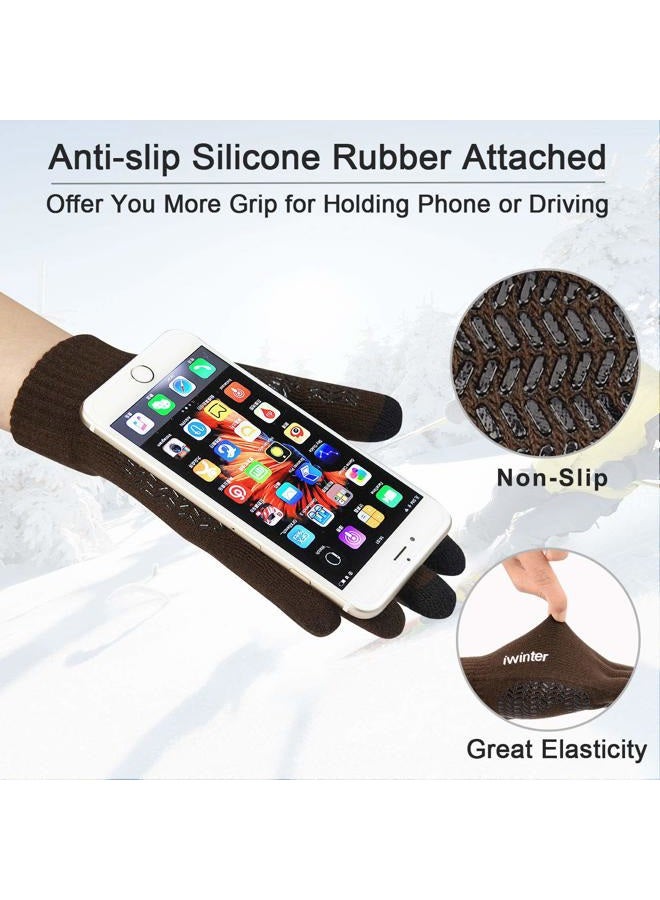 MAYLISACC Winter Beanie Hat Scarf and Touch Screen Gloves Set, Thermal Knit Cap Neck Warmer with Glove for Men Women, Mixbrown--3 Pcs-(hat+scarf+gloves), One size - Image 3