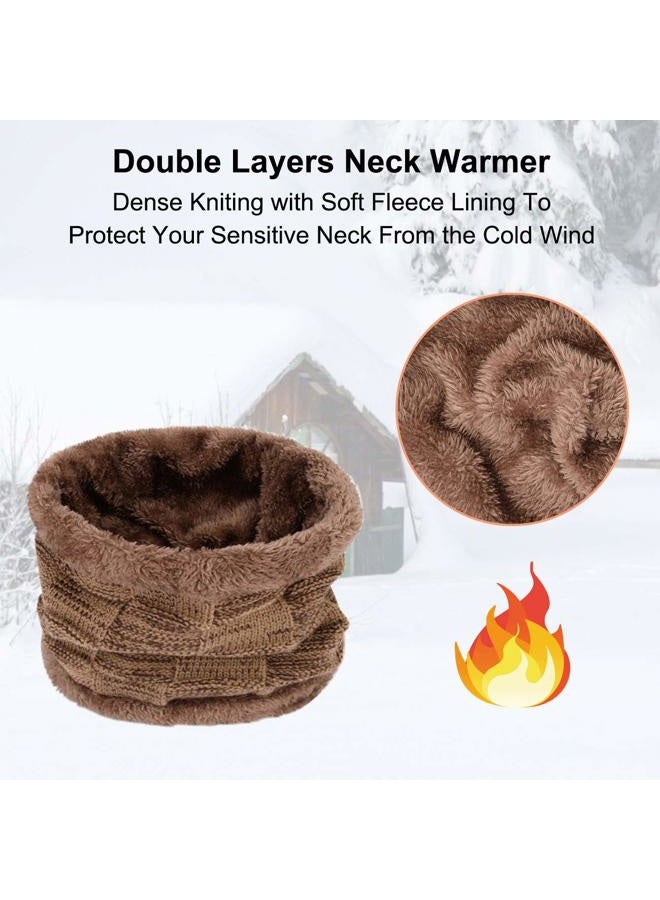 MAYLISACC Winter Beanie Hat Scarf and Touch Screen Gloves Set, Thermal Knit Cap Neck Warmer with Glove for Men Women, Mixbrown--3 Pcs-(hat+scarf+gloves), One size - Image 4