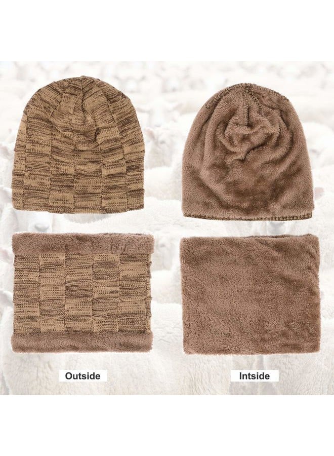 MAYLISACC Winter Beanie Hat Scarf and Touch Screen Gloves Set, Thermal Knit Cap Neck Warmer with Glove for Men Women, Mixbrown--3 Pcs-(hat+scarf+gloves), One size - Image 5