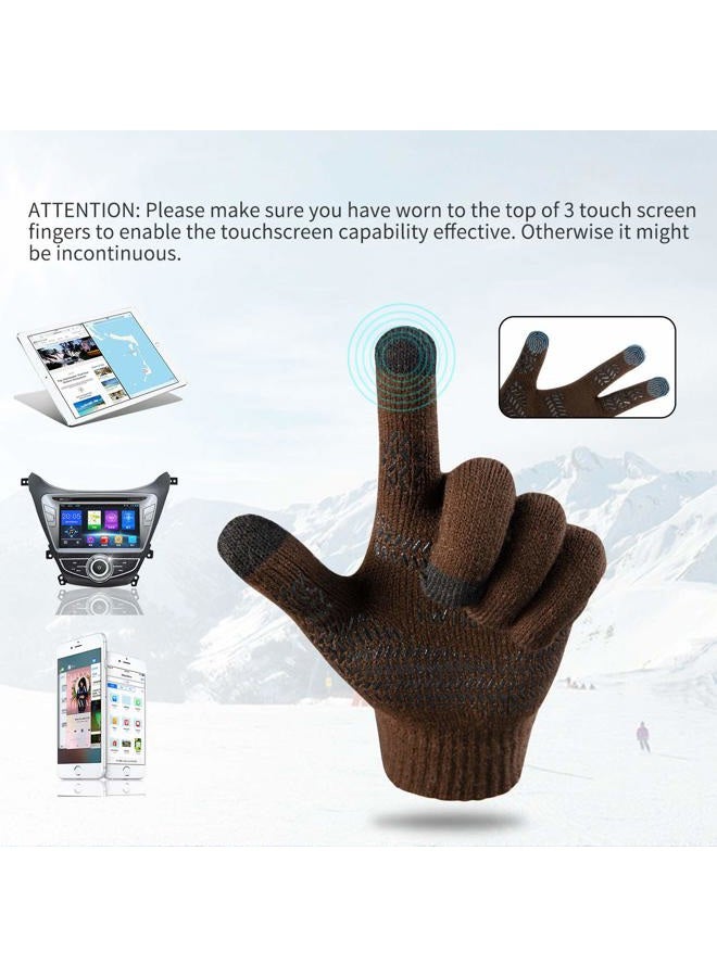 MAYLISACC Winter Beanie Hat Scarf and Touch Screen Gloves Set, Thermal Knit Cap Neck Warmer with Glove for Men Women, Mixbrown--3 Pcs-(hat+scarf+gloves), One size - Image 2