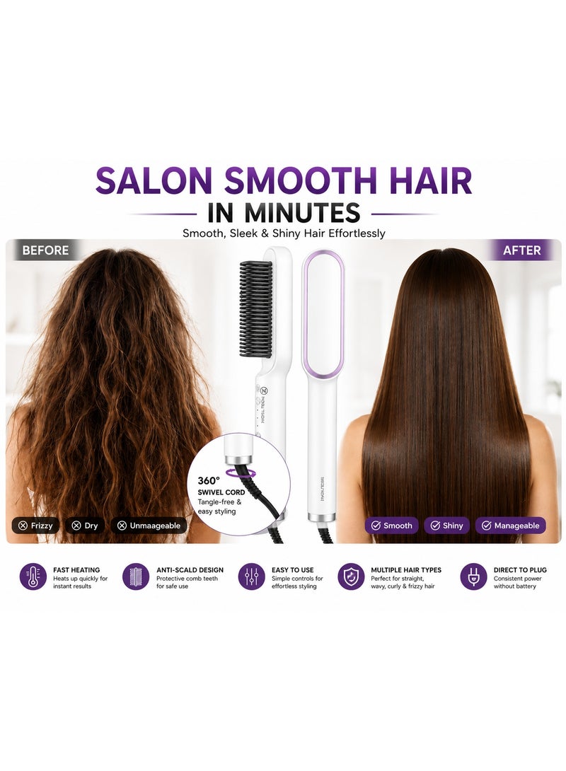 NOVA TECH Electric Hair Straightener Brush Fast Heating Anti-Scald Hair Straightening Comb for Styling - Image 5