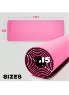 Bernessi 8MM Yoga Mat with Carrying Strap Anti-Slip for Home Workout Exercises Meditation Eco Friendly, Non Skid TPE Yoga Mattres for Pilates 183x61x0.8cm Thick, Light Pink / Black Color  - Image 4