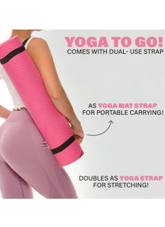 Bernessi 8MM Yoga Mat with Carrying Strap Anti-Slip for Home Workout Exercises Meditation Eco Friendly, Non Skid TPE Yoga Mattres for Pilates 183x61x0.8cm Thick, Light Pink / Black Color  - Image 5