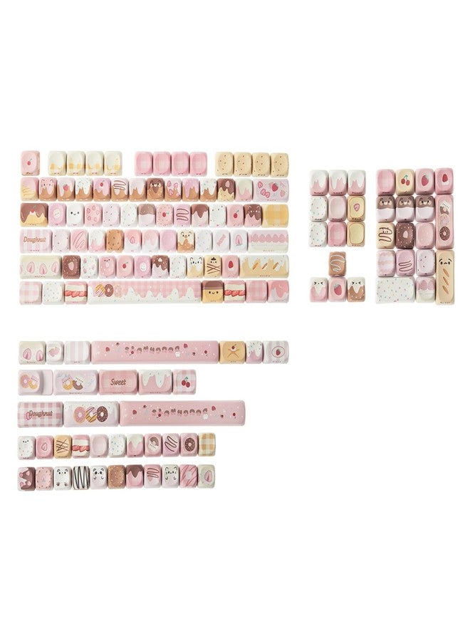 KiiBOOM Dough Fluff Keycap Set, 144/143 Keys, MOA/Cherry Profile PBT Keycaps for Mechanical Keyboard, Compatible with ANSI/ISO, 60%, 65%, 75%, TKL, Full-Sized Layout (Pink & Brown, MOA Profile) - Image 1