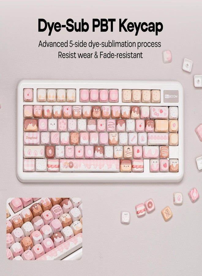 KiiBOOM Dough Fluff Keycap Set, 144/143 Keys, MOA/Cherry Profile PBT Keycaps for Mechanical Keyboard, Compatible with ANSI/ISO, 60%, 65%, 75%, TKL, Full-Sized Layout (Pink & Brown, MOA Profile) - Image 4