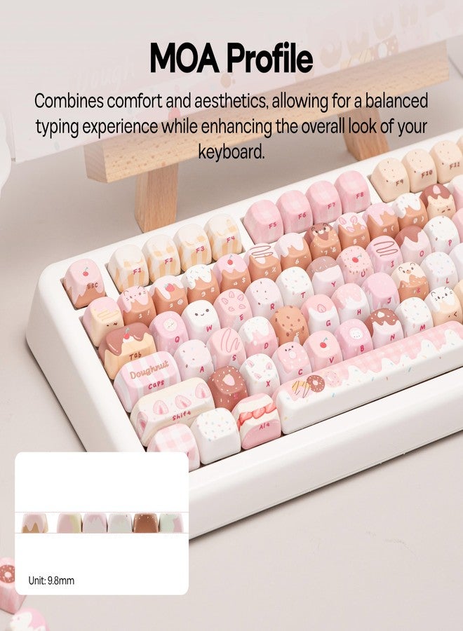 KiiBOOM Dough Fluff Keycap Set, 144/143 Keys, MOA/Cherry Profile PBT Keycaps for Mechanical Keyboard, Compatible with ANSI/ISO, 60%, 65%, 75%, TKL, Full-Sized Layout (Pink & Brown, MOA Profile) - Image 3