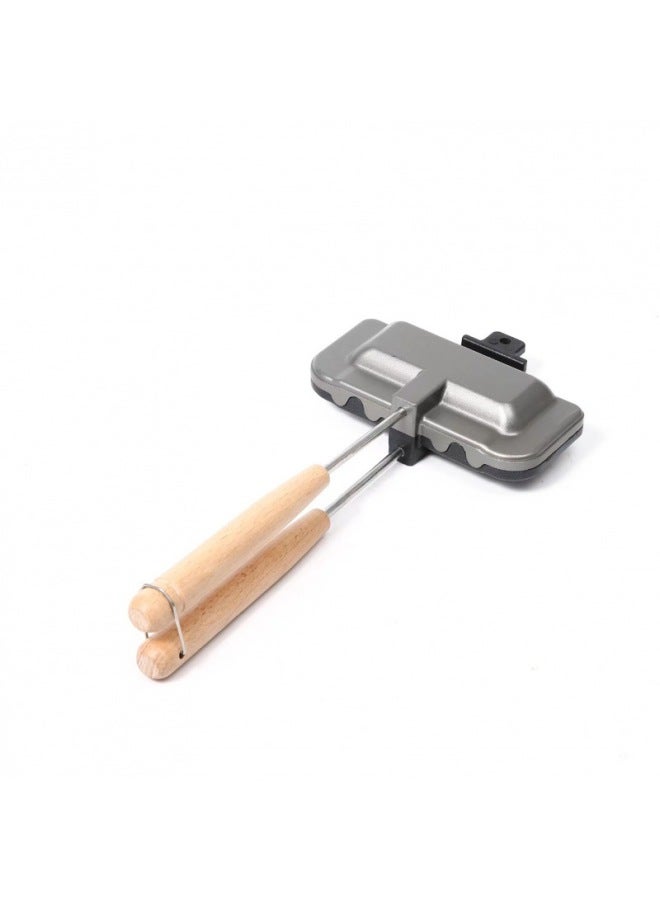 Direct Supply Sandwich Baking Pan Clip Non-stick Coating Bread Toast Mold Sandwich Double-sided Baking Pan Aluminum Alloy-Specifications:Sandwich Baking Tray-Color:pure Black - Image 5