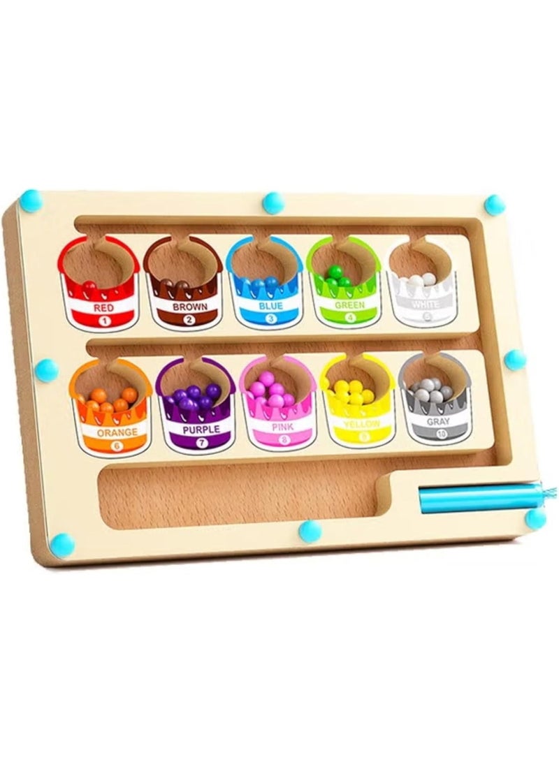 Twisoo Magnetic Color & Counting Maze for Toddlers – Montessori Puzzle Board with Magnetic Pen (Dinosaur, Paint, Ice Cream & Alphabet Themes), Color Matching & Number Recognition - Image 1