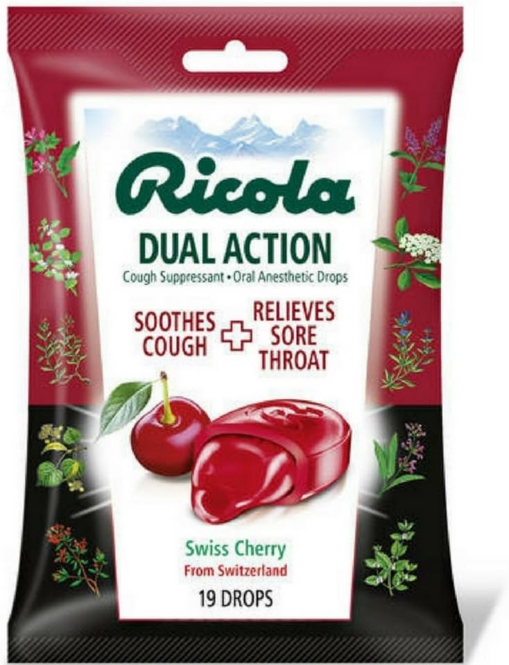 Ricola Ricola Dual Action Cough Suppressant Drops, Cherry 19 drops (Pack of 1) 
