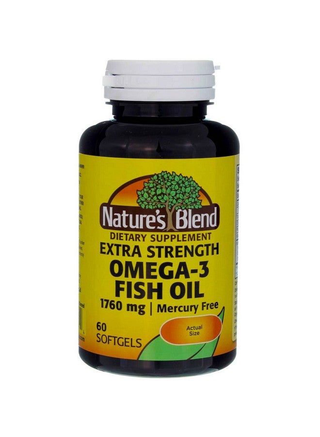 نايتشرز بليند زيت السمك من Nature's Blend 1760 مجم أوميجا 3 قوة إضافية - 60 كبسولة هلامية - Image 1