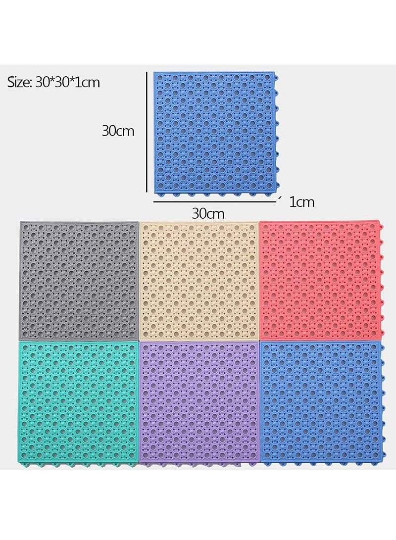 Bath Mat 12pcs Non Slip Shower Mat Bathroom Mats Bathroom Rugs with Drain Holes Interlocking Soft PVC Floor Mats for Home Kitchen Bathroom Shower Pool Balcony(Green) - Image 2