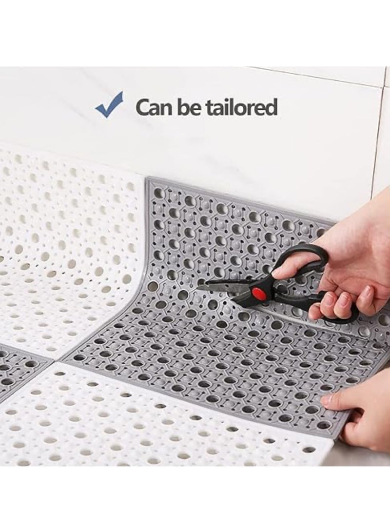 Bath Mat 12pcs Non Slip Shower Mat Bathroom Mats Bathroom Rugs with Drain Holes Interlocking Soft PVC Floor Mats for Home Kitchen Bathroom Shower Pool Balcony(Green) - Image 5