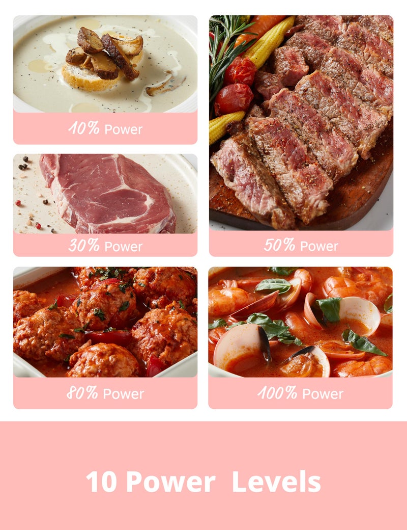 Comfee' COMFEE CMO-C20M1WH Retro Microwave with 11 power levels, Fast Multi-stage Cooking, Turntable Reset Function Kitchen Timer, Speedy Cookingï¼Œ Weight/Time Defrost, Memory function, Children Lock, 700W - Image 5