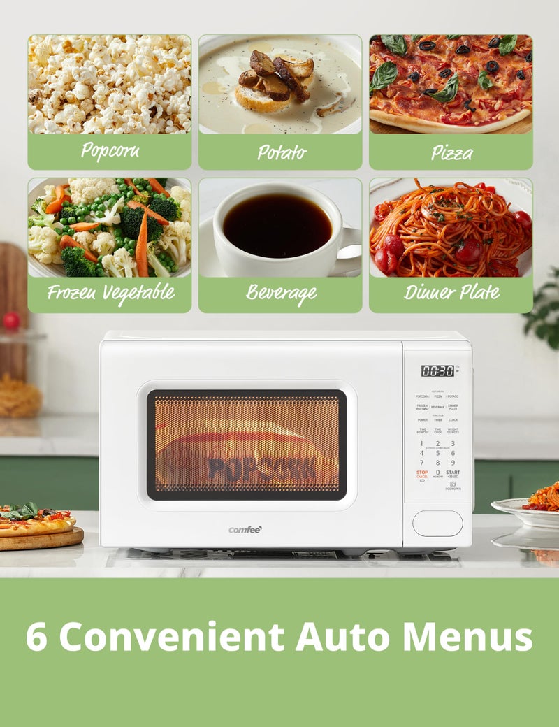 Comfee' COMFEE CMO-C20M1WH Retro Microwave with 11 power levels, Fast Multi-stage Cooking, Turntable Reset Function Kitchen Timer, Speedy Cookingï¼Œ Weight/Time Defrost, Memory function, Children Lock, 700W - Image 2