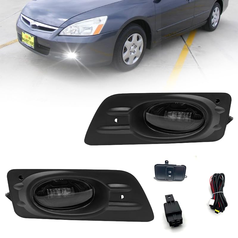 LED Fog Lights Compatible with 2006 2007 Honda Accord Sedan 4 Door Front Bumper Fog lights with Switch and Wiring Kit 1 Pair
