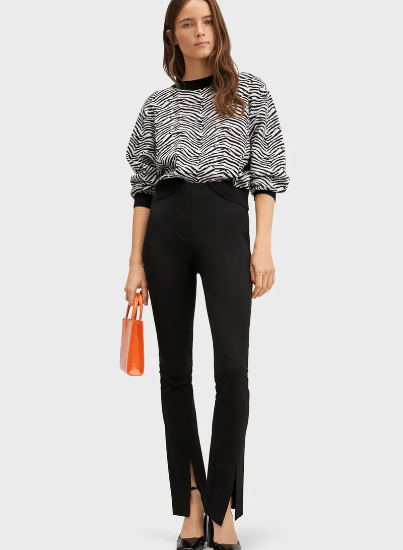 MANGO Printed Round Neck Knitted Sweater