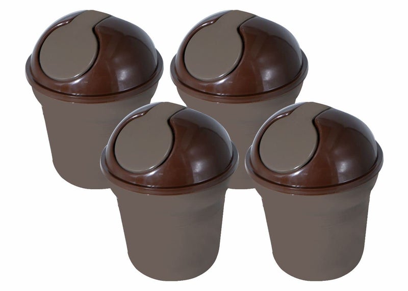 Wonder Homeware Server Euro Dustbin for Car/Desk, Set of 4 Pc Dustbin 2 LTR, Coffee Color - Image 1