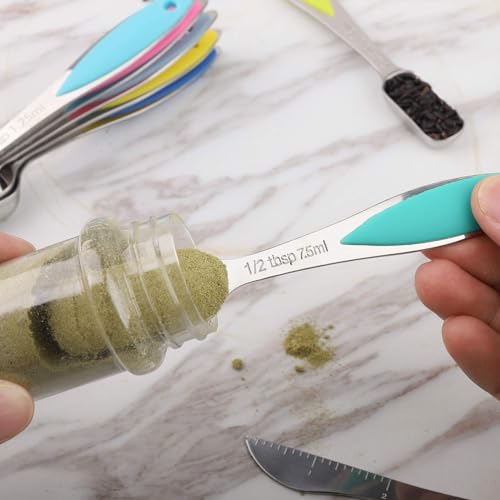 YellRin Stainless Steel Measuring Spoons Set of 11 - Dry & Liquid Ingredients - Tablespoon & Teaspoon - Image 4