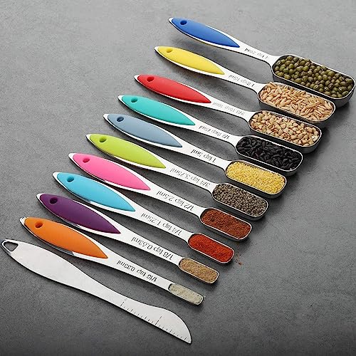 YellRin Stainless Steel Measuring Spoons Set of 11 - Dry & Liquid Ingredients - Tablespoon & Teaspoon - Image 5