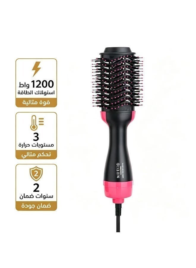 فرشاة هوائية ساخنة بقدرة 1200 واط مع أيونات سالبة، مجفف شعر متعدد الوظائف، مكثف، مملس وأداة تصفيف، متوفرة باللونين الأسود والوردي - Image 1