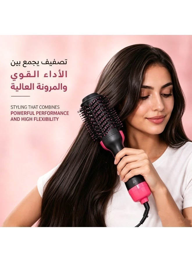 فرشاة هوائية ساخنة بقدرة 1200 واط مع أيونات سالبة، مجفف شعر متعدد الوظائف، مكثف، مملس وأداة تصفيف، متوفرة باللونين الأسود والوردي - Image 3