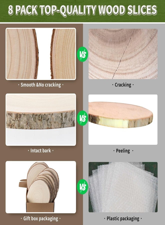 BeNiNat Wood Slices Unfinished 8 Pcs Wood Rounds 8-9 Inches Wood Slices for Centerpieces,Tables,Crafts,Wedding Party Holiday Decor DIY Projects - Image 4