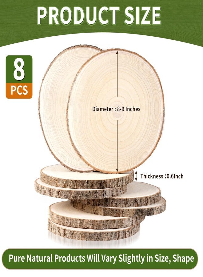 BeNiNat Wood Slices Unfinished 8 Pcs Wood Rounds 8-9 Inches Wood Slices for Centerpieces,Tables,Crafts,Wedding Party Holiday Decor DIY Projects - Image 2