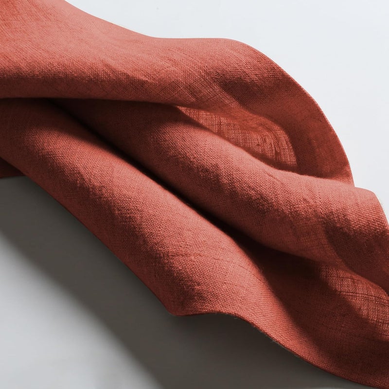 Native Fab Terracotta Linen Napkins  4 Pack  100 Pure Belgian Linen  18x18 Inch  Soft Absorbent Washable Fabric  Reusable Table Napkins for Dinner Holiday Party Everyday Use  Terracotta - Image 3