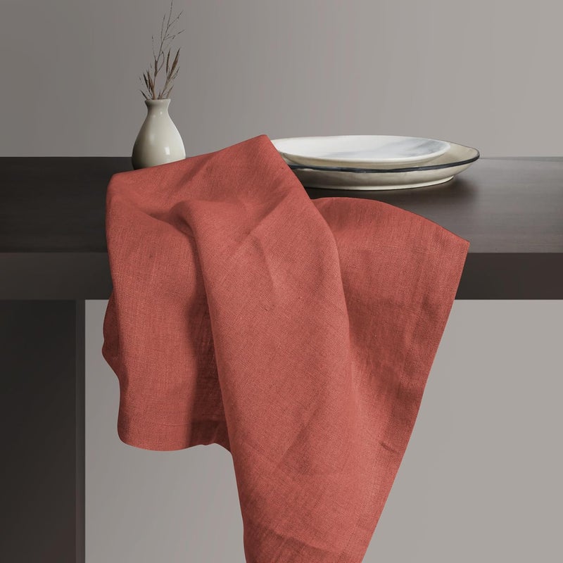 Native Fab Terracotta Linen Napkins  4 Pack  100 Pure Belgian Linen  18x18 Inch  Soft Absorbent Washable Fabric  Reusable Table Napkins for Dinner Holiday Party Everyday Use  Terracotta - Image 5