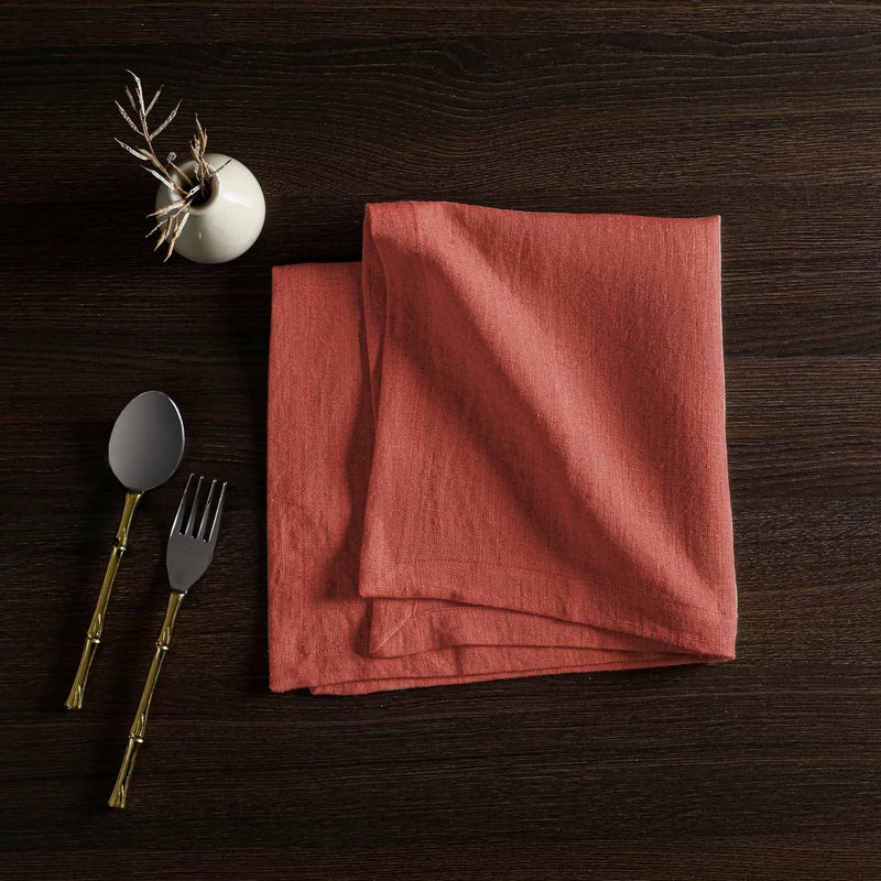 Native Fab Terracotta Linen Napkins  4 Pack  100 Pure Belgian Linen  18x18 Inch  Soft Absorbent Washable Fabric  Reusable Table Napkins for Dinner Holiday Party Everyday Use  Terracotta - Image 4