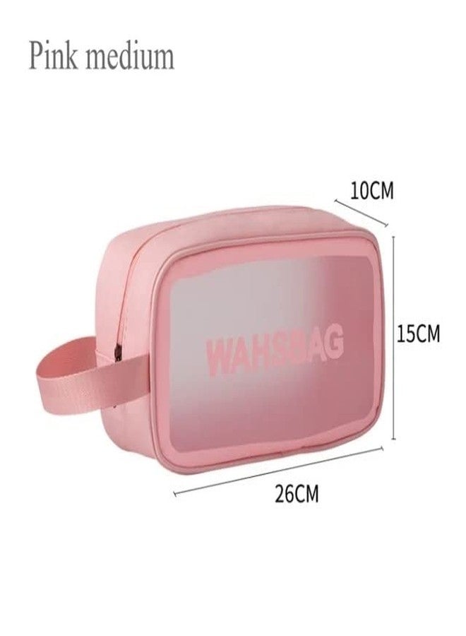 CherryBox Cosmetic Makeup Organizer Toiletry Bag Grooming Kit Portable Organizer Case Carry Water Proof Pouch for Women and Men with Zipper (Medium, Pink) - Image 2