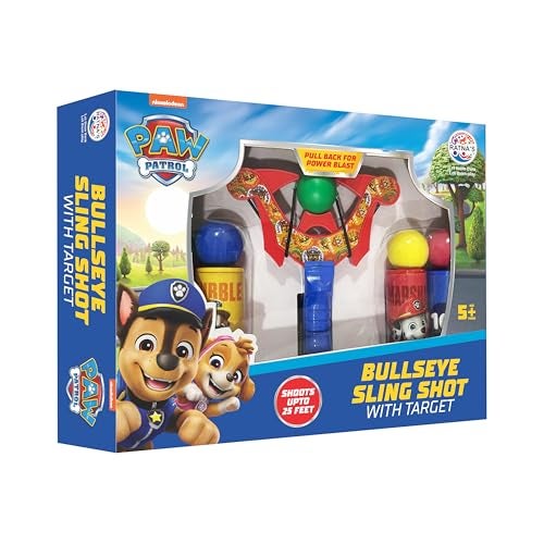 Ratna's Paw Patrol Bullseye Sling Shot with Target, Kids Shooting Game Set, 5 Colorful Balls, Catapult Gulel Power Blast Launcher Archery, Shoots Up to 25 Feet, Toy for Kids Ages 5+ Years - Image 1