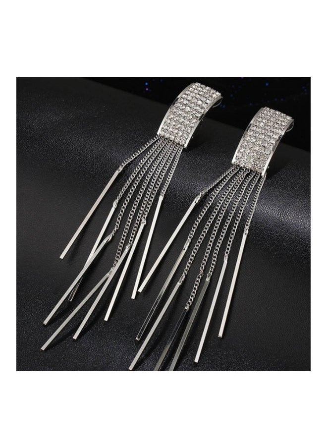 Generic Women Fashion Rhinestone Tassel Long Dangle Eardrop Stud Earrings Jewelry Gift  - Image 3