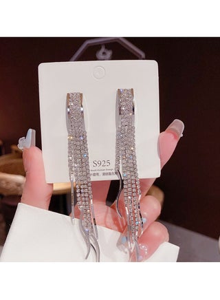 Women Fashion Rhinestone Tassel Long Dangle Eardrop Stud Earrings Jewelry Gift - pzsku/Z212B27C5E7F67C09365BZ/45/_/1733980286/317a4115-20e7-4ce4-9580-94125f16c07f