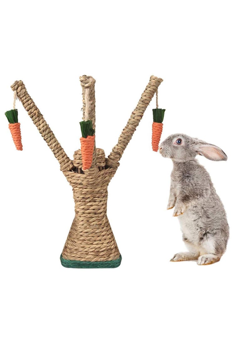 Excefore Bunny Chew Toys Rabbit Scratching Climbing Fun Tree with Carrot Shaped Toy - Image 1