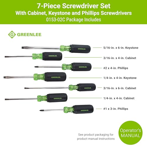 Greenlee 0153-02C 7-Piece Screwdriver Set with Cabinet, Keystone, and Phillips - Image 3