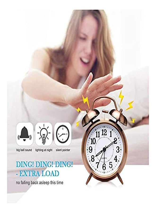 divinezon Twin Bell Alarm Clock | Dial Vintage Look with Night Led Display for Students, Table Clock with Alarm, Alarm Clocks for Bedroom | 6.5 X 3.5 X 2 Inch | Copper - Image 5