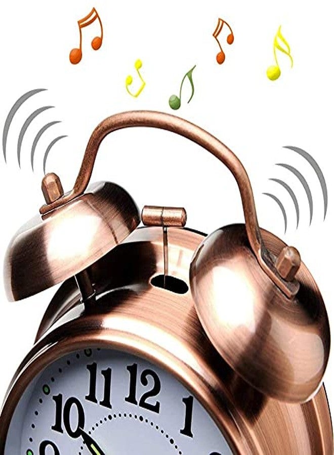 divinezon Twin Bell Alarm Clock | Dial Vintage Look with Night Led Display for Students, Table Clock with Alarm, Alarm Clocks for Bedroom | 6.5 X 3.5 X 2 Inch | Copper - Image 3