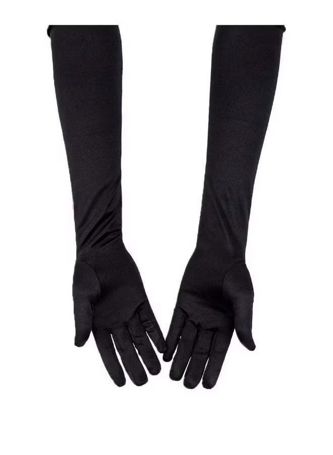 1 Pair Long Women’s Gloves Elbow Length Flapper Gloves Finger Opera Evening Party Gloves 20s Black Bridal Gloves Wedding Summer Drive Driving Gloves for Women Girls Ladies - Image 2