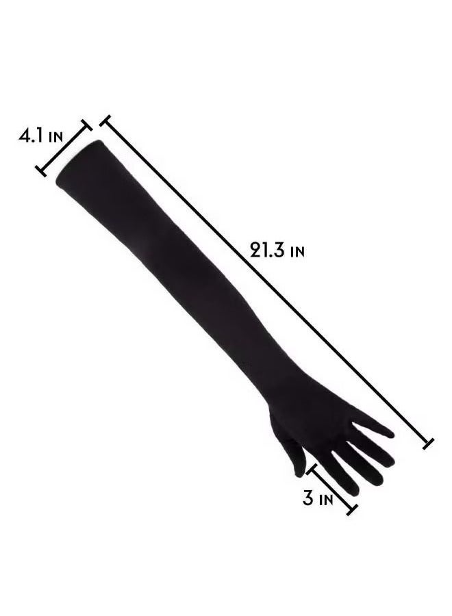 1 Pair Long Women’s Gloves Elbow Length Flapper Gloves Finger Opera Evening Party Gloves 20s Black Bridal Gloves Wedding Summer Drive Driving Gloves for Women Girls Ladies - Image 4