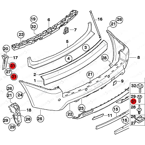 Boursin 50Pcs Hex Head Sems Screws Engine Shields Splash Guard Bumper Cover for BMW 3 5 Series E46 E60 E63 E66 E70 E71 E82 E83 E90 M3 M5 M6 X5 X6 07147129160 - Image 3