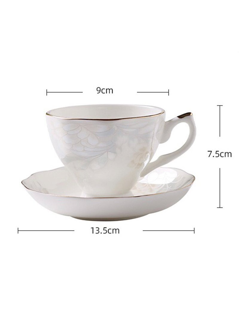 بيوينتي كوب قهوة وصينية شاي من الخزف الصيني المزخرف بنقوش الزهور للمكتب والمنزل مناسب لأكواب القهوة وأكواب السيراميك الأوروبية وأكواب الشاي العربية 175 مللي - Image 4