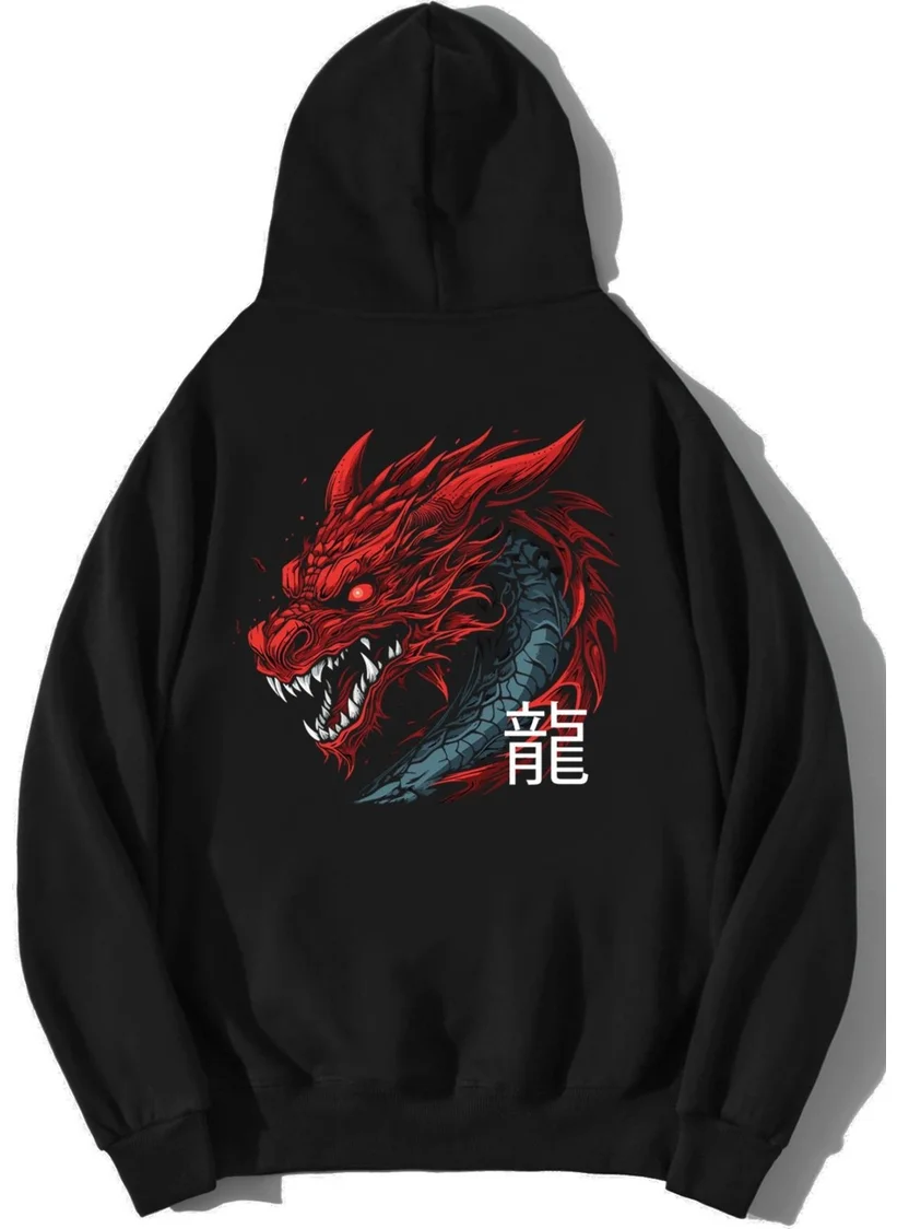 بي ار زد كولكشن Oversize Red Dragon Hoodie