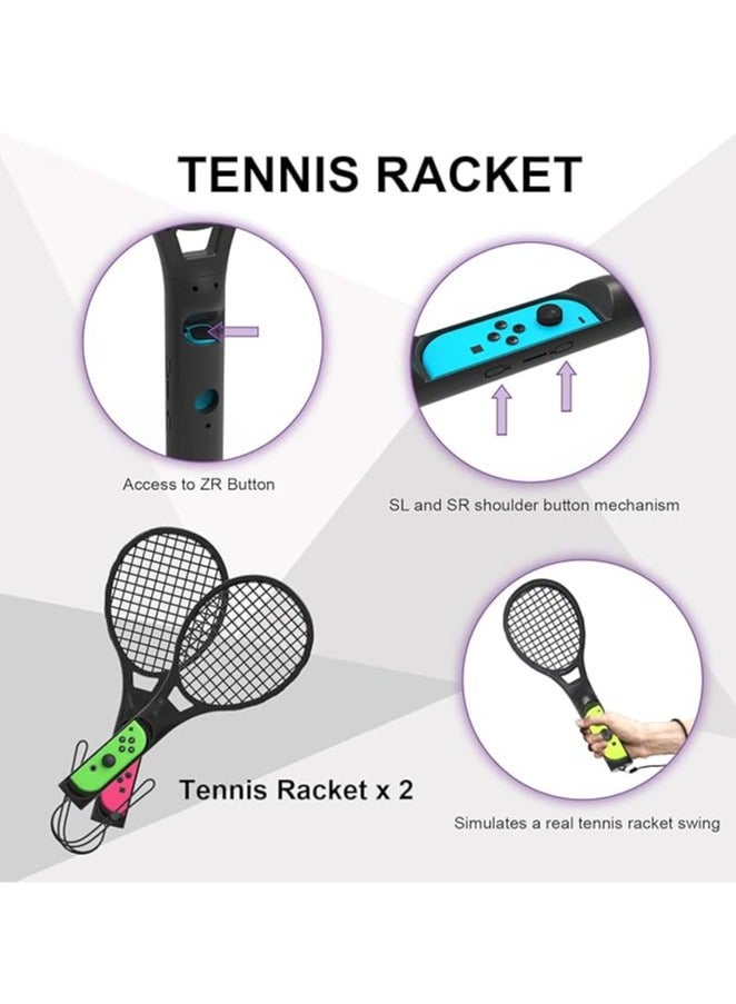 General The 12-in-1 Switch Sports Accessories Set is available for Nintendo Switch and Nintendo Switch OLED, including tennis rackets, golf clubs, mini swords, wristbands and leg straps, wristbands, joy-con cases  - Image 2