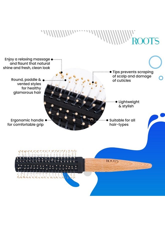 Roots - Roots Wooden Brushes Hair Brushes - For Men & Women - BWR13 - Image 3